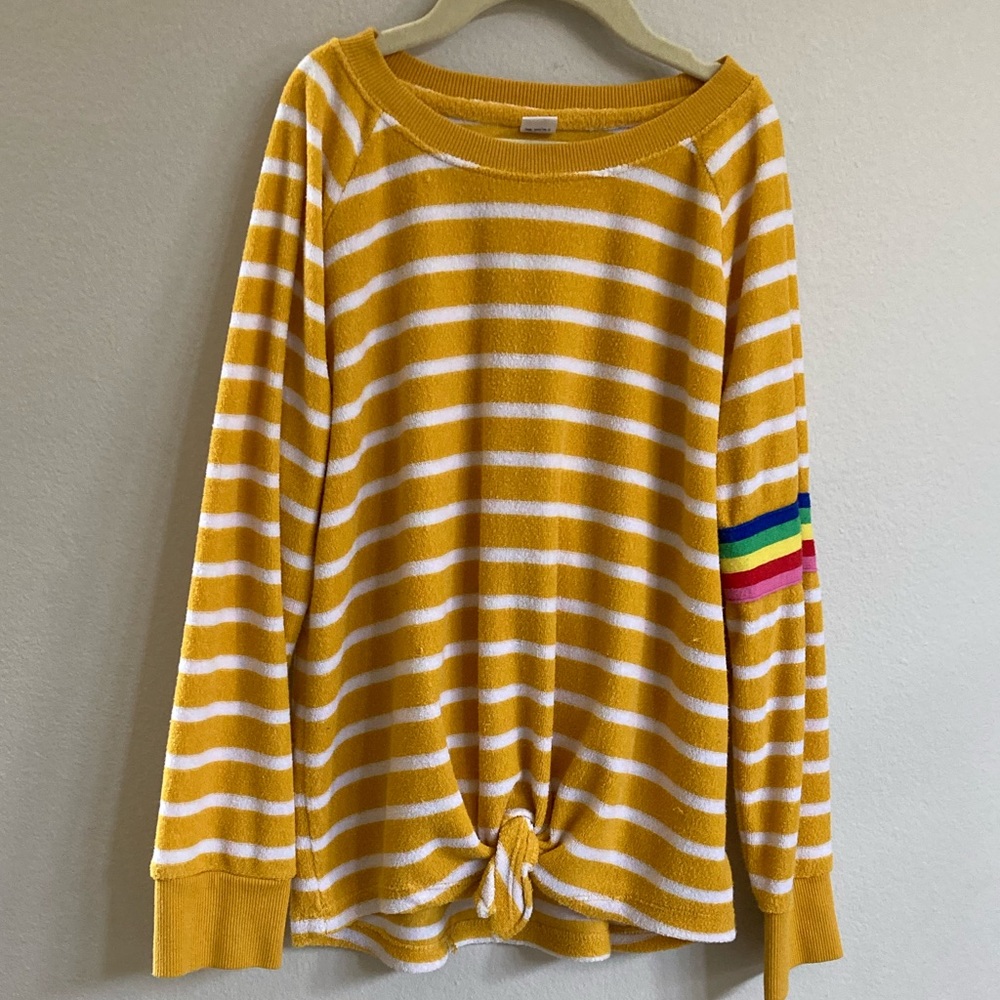 Old Navy girls striped tie front long sleeve shirt - size 10/12